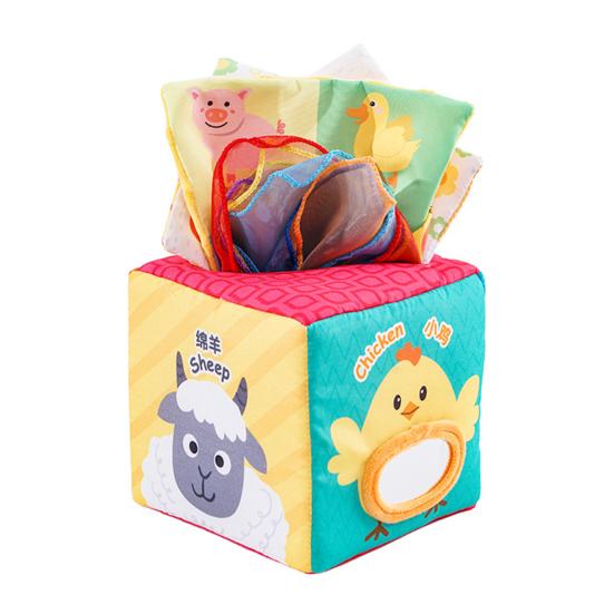 

Детская сенсорная коробка с тканями, игрушка «Шуршащий звук», мягкая игрушка-куб «Тяни и играй»