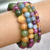 Bohemian Natural Stone Colorful Stone 4-10mm Elastic Bracelet Women's Sweet Trendy Vacation Handmade Zircon