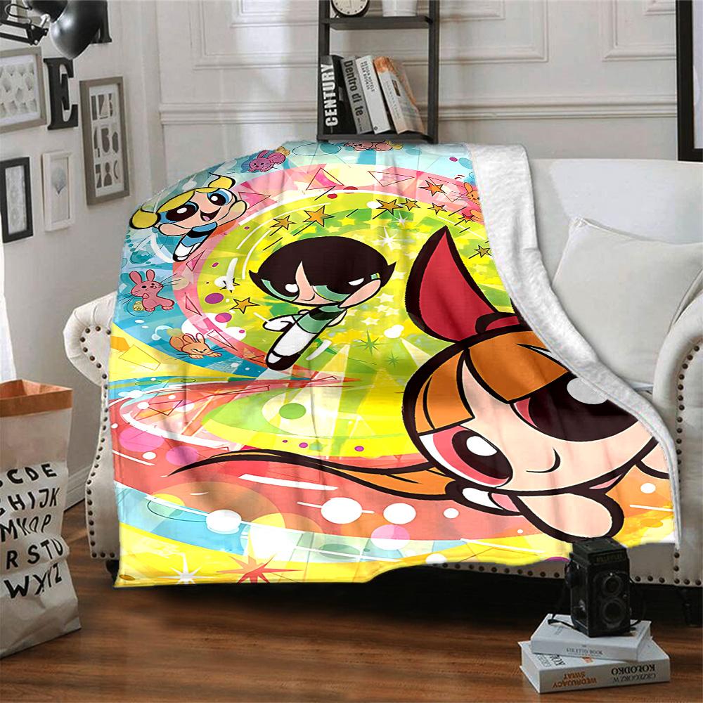 Powerpuff Girls Adventure Flannel Blanket Super Soft Warm Cozy Blanket For Sofa Bed Office Travel Allseason Home Decor Gift
