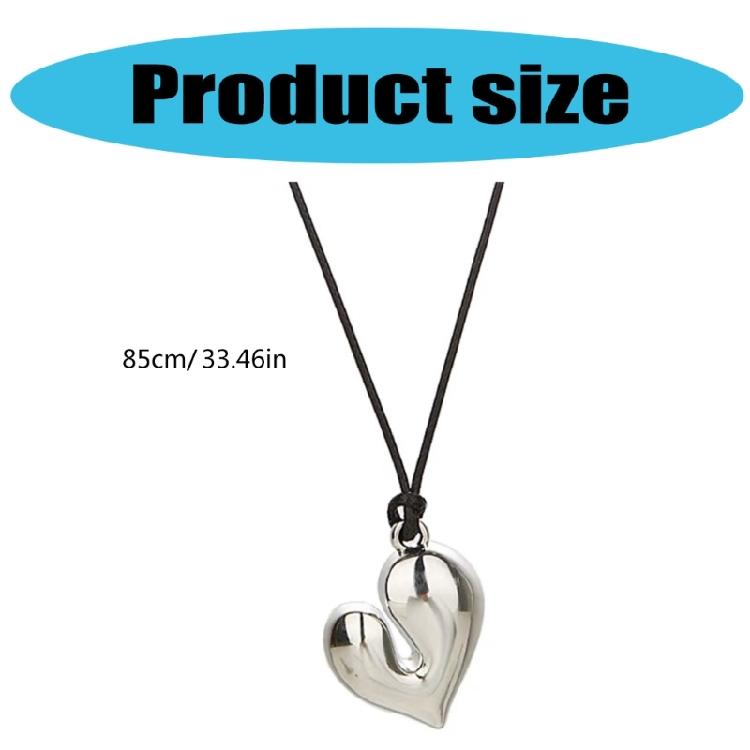 Fashionable Heart Shaped Necklace Irregular Large Heart Pendant Necklace Adjustable for Sweater Fashion Statement