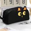 Embroidered Polyester Cloth Pencil Bag High Capacity Pencil Case Zippered Travel Makeup Storage Bag for Student Women