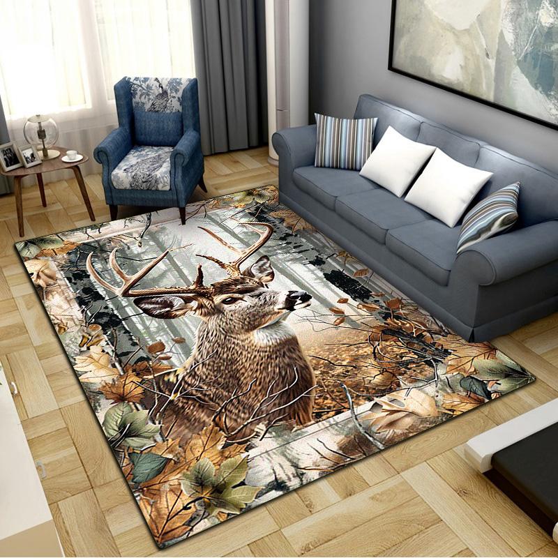 Vintage Deer Carpet Rug for Living Room Bedroom Home Sofa Decoration,Kids Play Non-slip Floor Mat