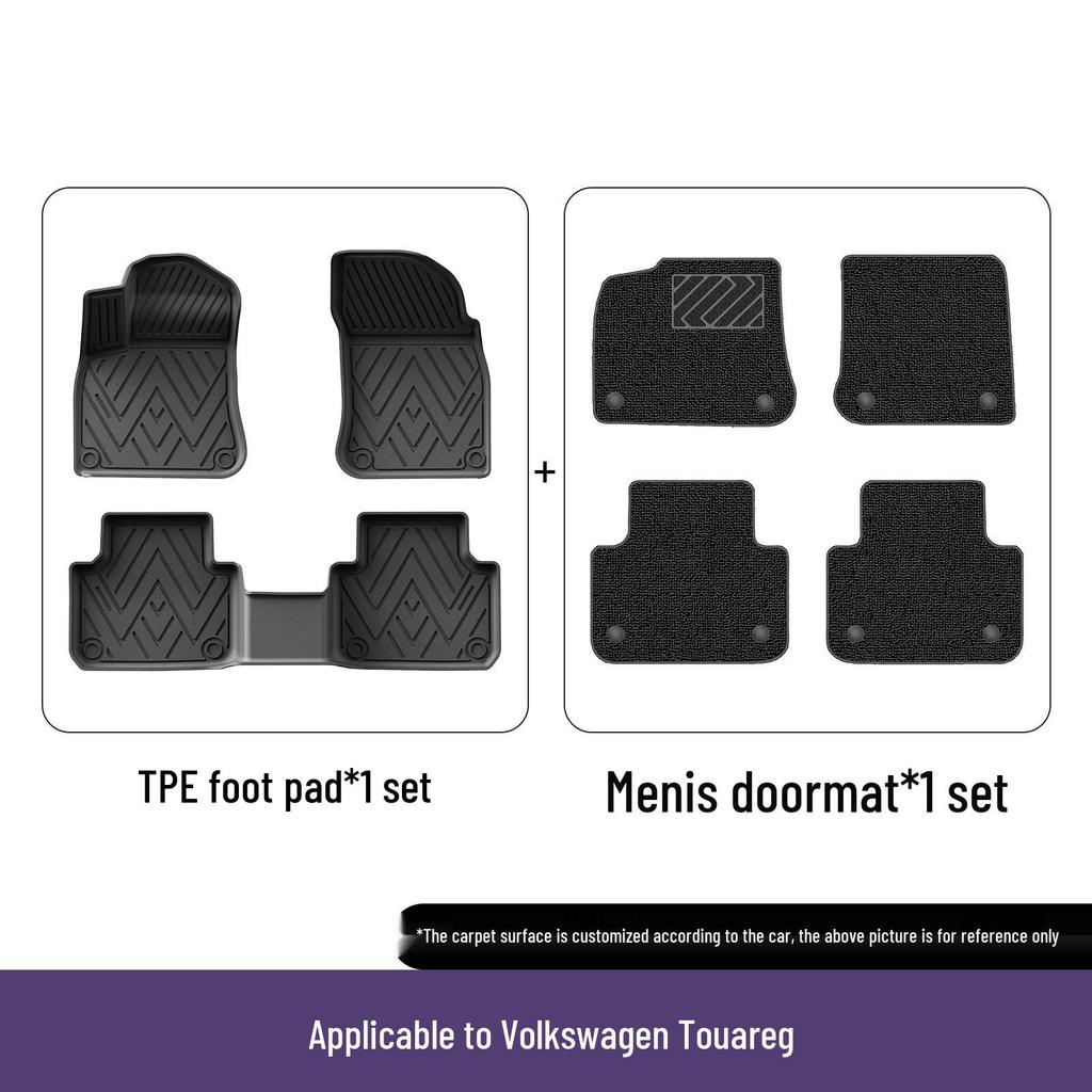 Eco-Friendly and Waterproof TPE Floor Mats for Volkswagen Touareg 2011-2025 Models - Non-Slip Car Floor Protection.