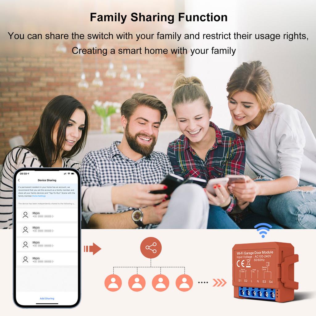 Garage Door Opener WiFi Smart Remote Control Compatible with Voice Assistant TY Smart Life App Voice Control Timer