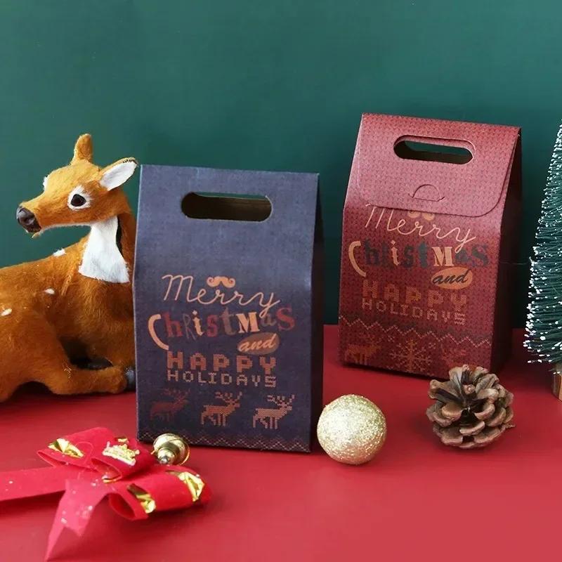 10Pcs/lot Christmas Gift Box Craft Paper Box Christmas Candy Gift Box Packaging Boxes Christmas Stockings Gift Holders