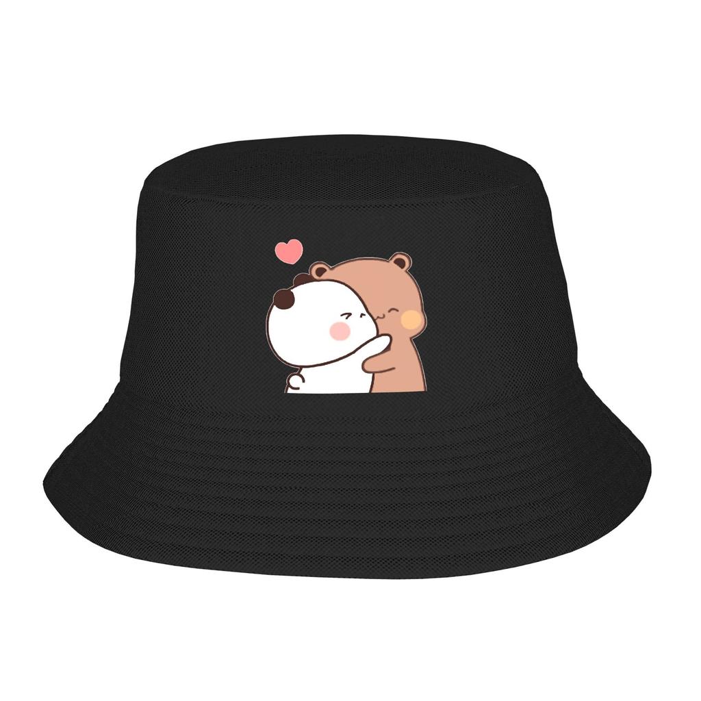Panda Bear And Brownie True Love Bucket Hat BUBU DUDU Couple Street Style FisherUnisex Caps For Unisex Casual Sun Hats Graphic Cap