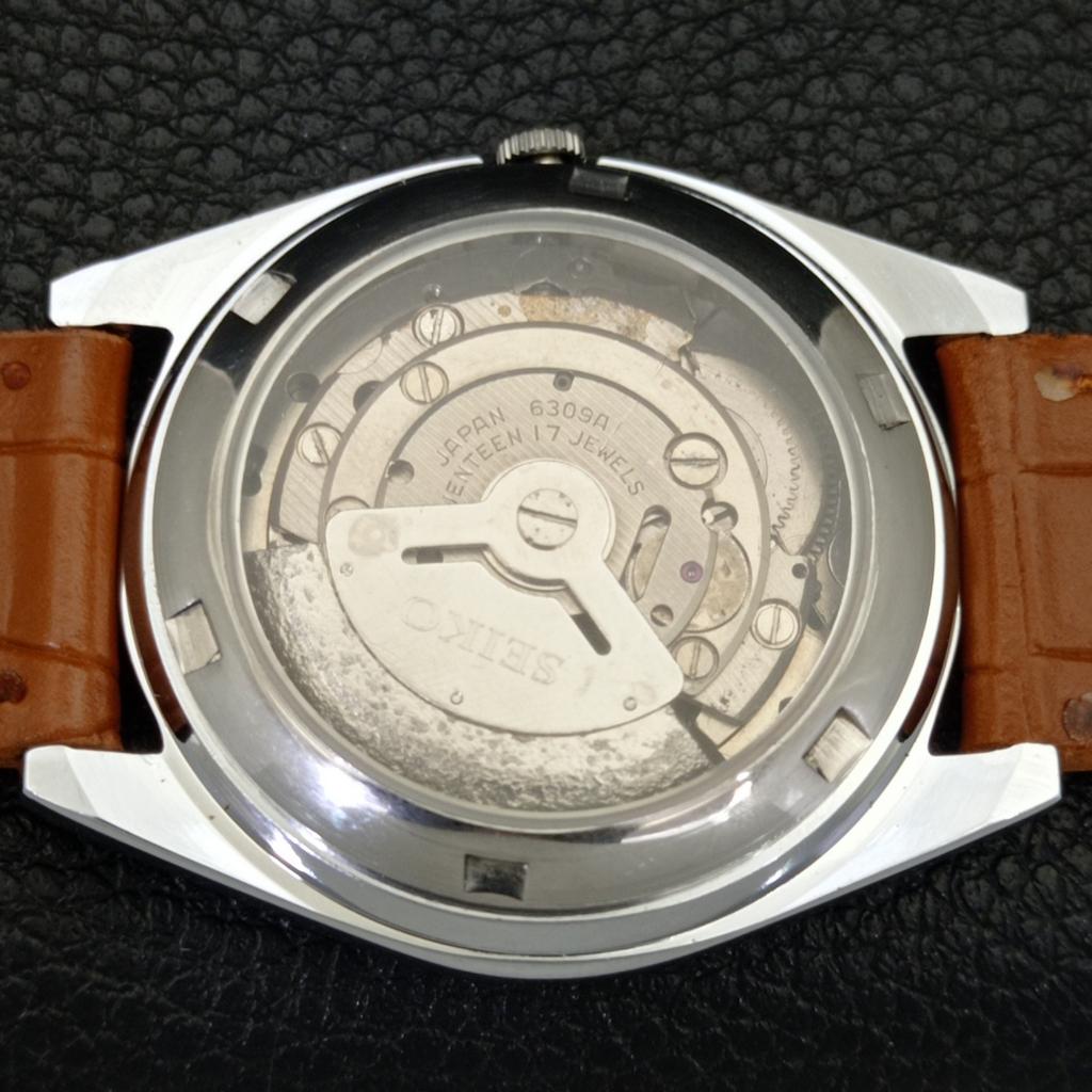 VINTAGE SEIKO AUTOMATIC 6309A REFURBISHED JAPAN MENS SILVER DIAL WATCH A701691-5 R206c-a701691