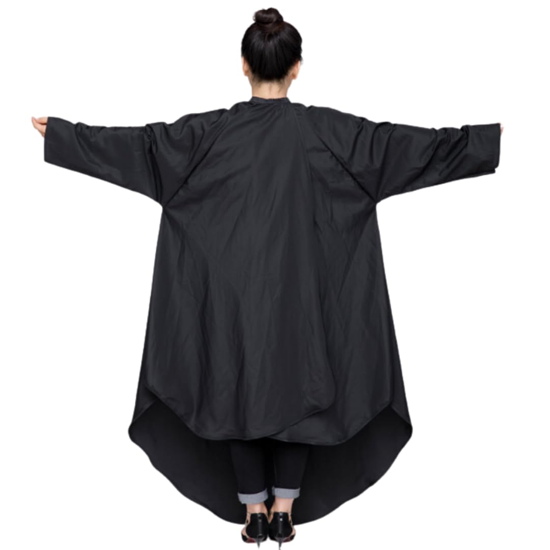 

Парикмахерский фартук Uccellino с длинной спинкой и накидка для стрижки для окрашенных волос и рукава длинного размера, для самостоятельной стрижки, (черный) чёрный