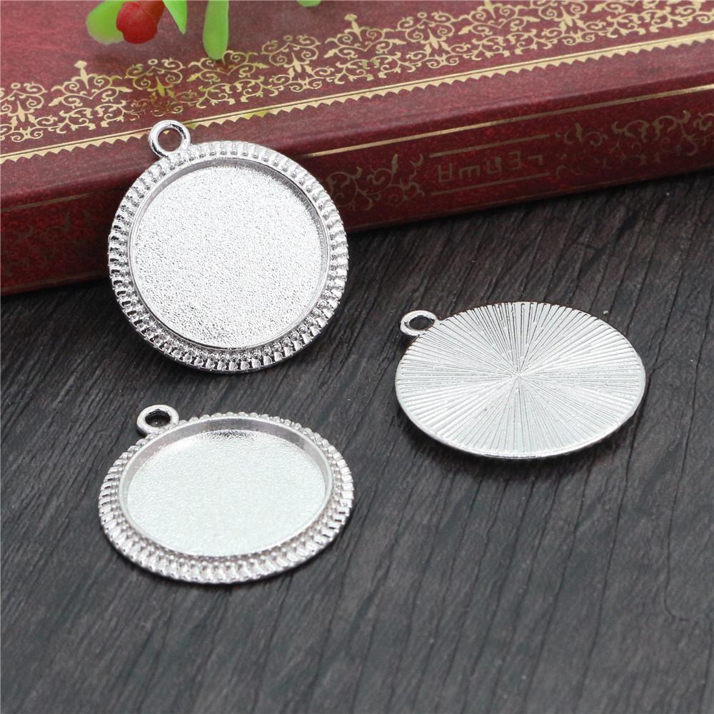 10 pièces Taille intérieure 20 mm Plaqué Argent Antique et Bronze et Rhodium et Noir Style Classique Cabochon Base Support Breloques Pendentif