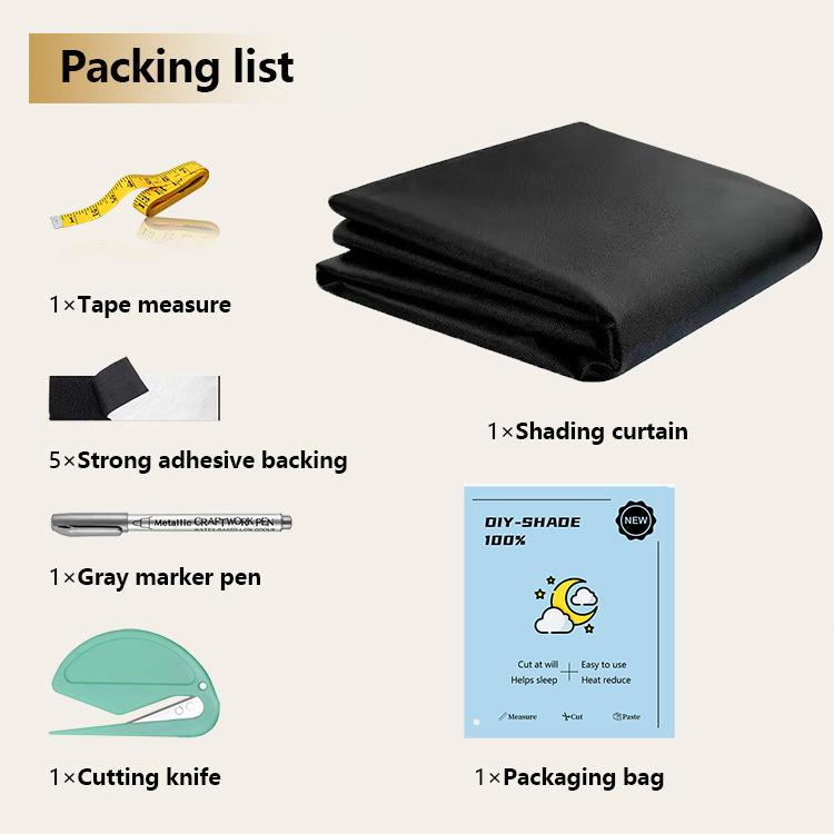 

Солнцезащитный козырек 420D Oxford Fabric Full Blackout Curtains No Punch Velcro Diy Cutable Curtains 1.45*2m чёрный