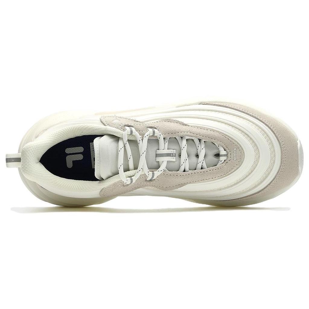 Fila Fusion Ray 4 Fabric Cow Split Leather Comfortable Versatile Low-Top Casual Shoes Women Sneaker Off-White T12W331108FBA