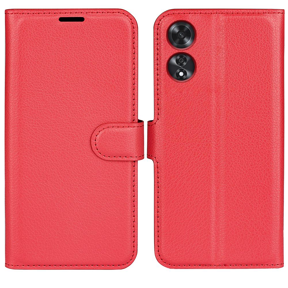 

For Oppo A60 4G Case Anti-Drop Litchi Texture Leather Wallet Phone Cover Red