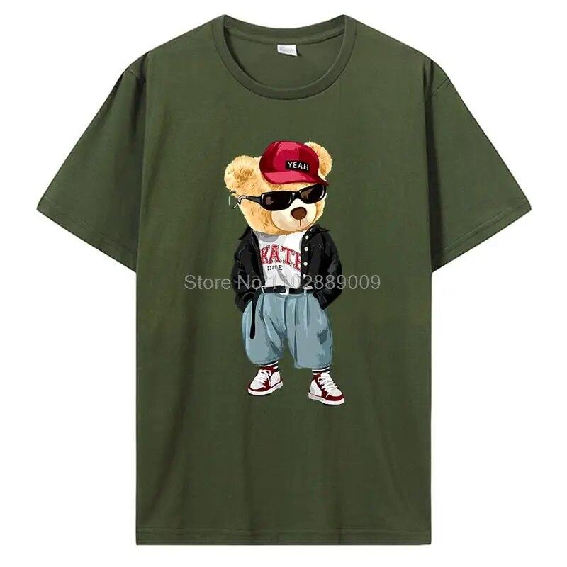 Herrmode Teddybjörn T-shirt Ren bomull Toppar T-shirt Roliga unisex-tröjor Sommar Oversized kvinnlig T-shirt Harajuku Streetwear