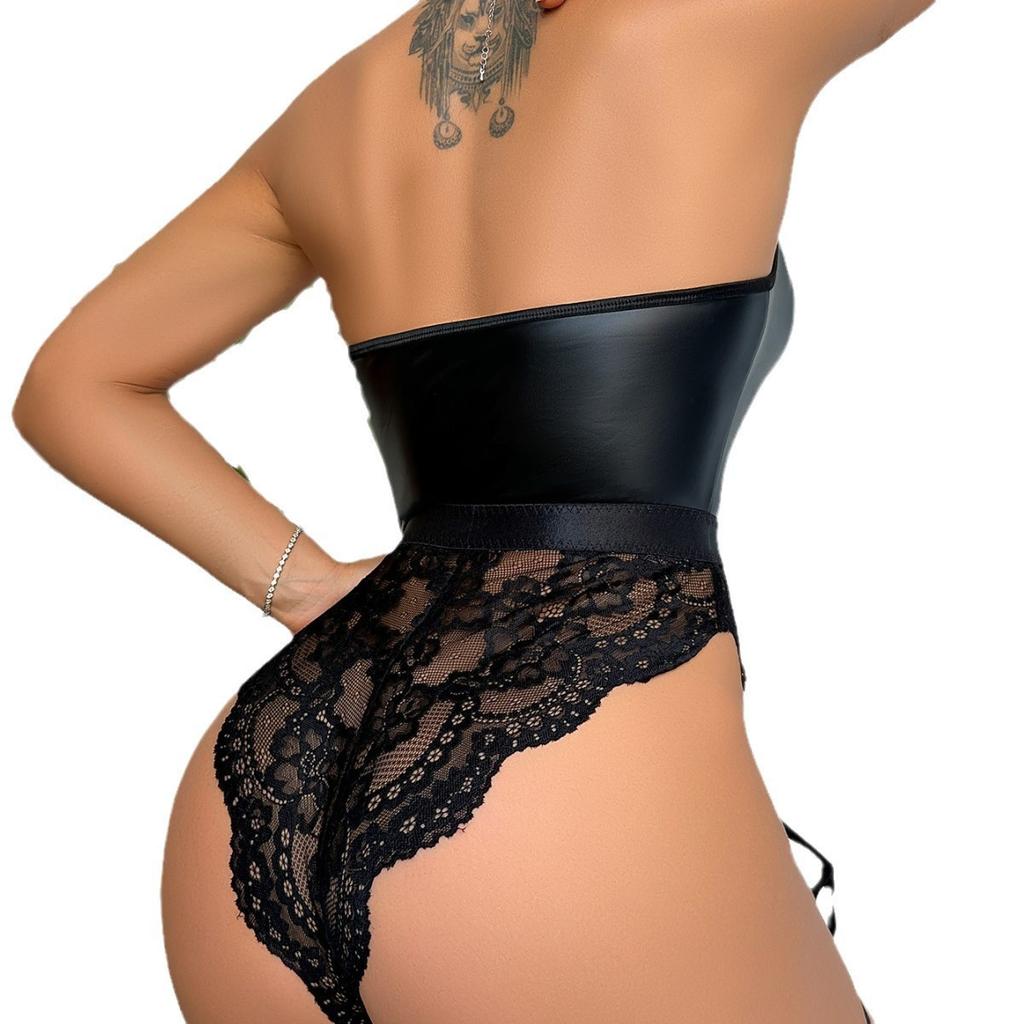 Damen Nachtwäsche Spaghetti Träger Kleid Transparent Sexy Nachthemden Spitze Slip Pyjama Sexy Set Lingerie