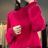 Maglione interno da donna, a collo alto e a mezza maglia, con fondo lavorato a maglia, per autunno e inverno