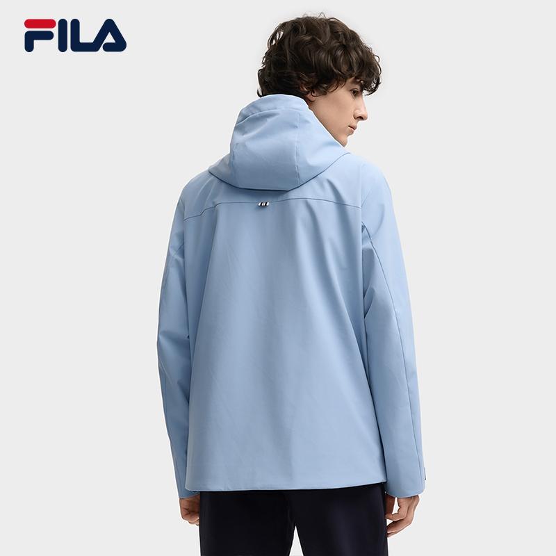 FILA Heritage Minimalist Casual Trendy Versatile Durable Woven Loose Hooded Jacket Men jackets Sky-Blue F11M548702FBU