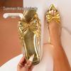 French Chic Bow Pointed Toe Flat Sandals: Stylish Women's Beach Slides