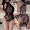 Sexy lingerie sexy large size one-piece net clothes open crotch free hanging neck hot hollow sex uniform