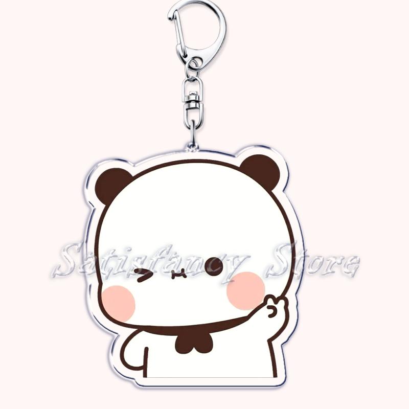 

Bubu Dudu Cartoon White and Grey Couple Bears Keychains Ring for Accessories Bag Pendant Key Chain Jewelry Fans Lovers Gifts