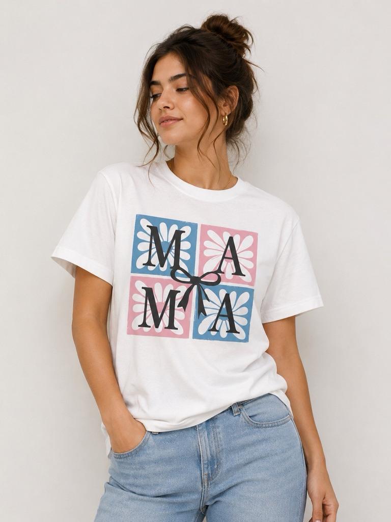 Mama Floral T-Shirt Mothers Day Gift Cute Mom Daisy Spring Tee