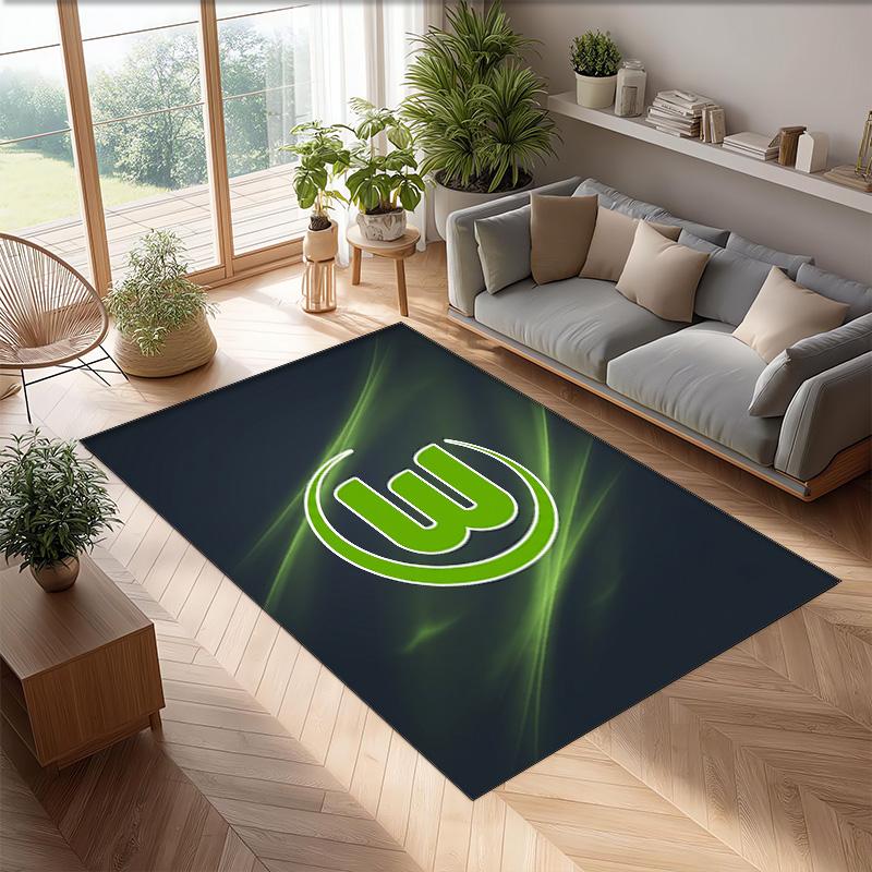 VfL Wolfsburg FC Fußball Muster Weicher Teppich Rutschfester Indoor Bodenbelag Sport Dekor Matte für Schlafzimmer