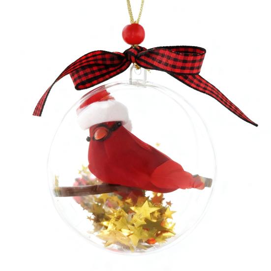 Nature's Birds Ball Ornament 3D Animal Clear Plastic Ball Decoration Christmas Tree Memorial Gift for Bird Lovers
