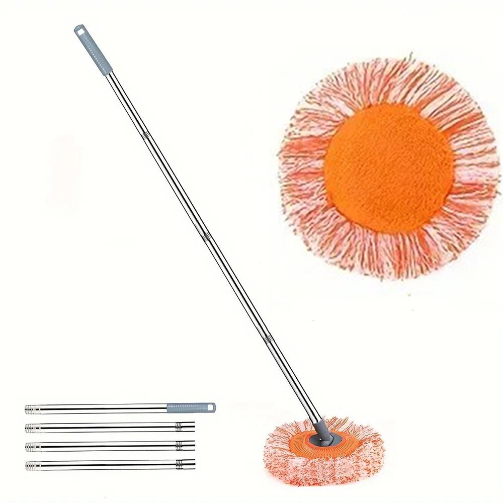 Balai Rotatif 30cm, Utilisation Sèche & Humide, Pivotant à 180° pour Aucun Coin Mort, Tampons Microfibre à Changement Rapide, Tournesol