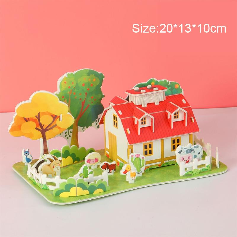 Kreatives DIY 3D Papierkartenpuzzle Handmontierte Häuser Villen Gebäudemodell für Kinder Handgemachtes Lernspielzeug