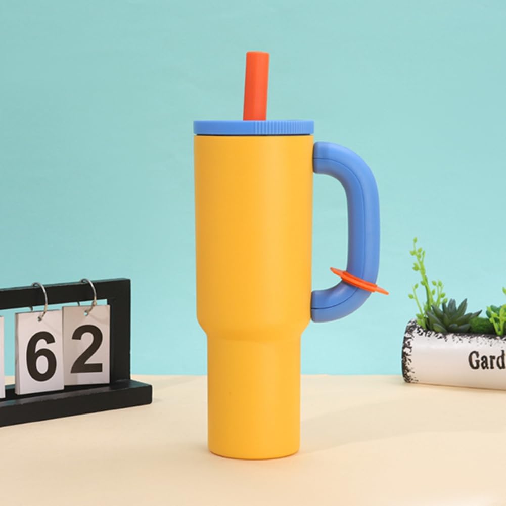 Haskoss Cold Brew Coffee Cup, Ice Cup, Large Capacity Chara Collabo Water Bottle, Thermal Mug, Tumbler, and Coffee Cup, Yellow
