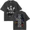 Gothic Dark Angel Thorn Wings Vintage Washed T-Shirt, Unisex Black Metal Streetwear Tee, 100% Cotton Casual Short Sleeve Top