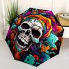 1pc Colorful Skull Design Automatic Opening/Closing Umbrella - Portable 3-Fold Design, 8-Bone Iron Frame Outdoor Umbrella, Ideal Gift for Fans, T