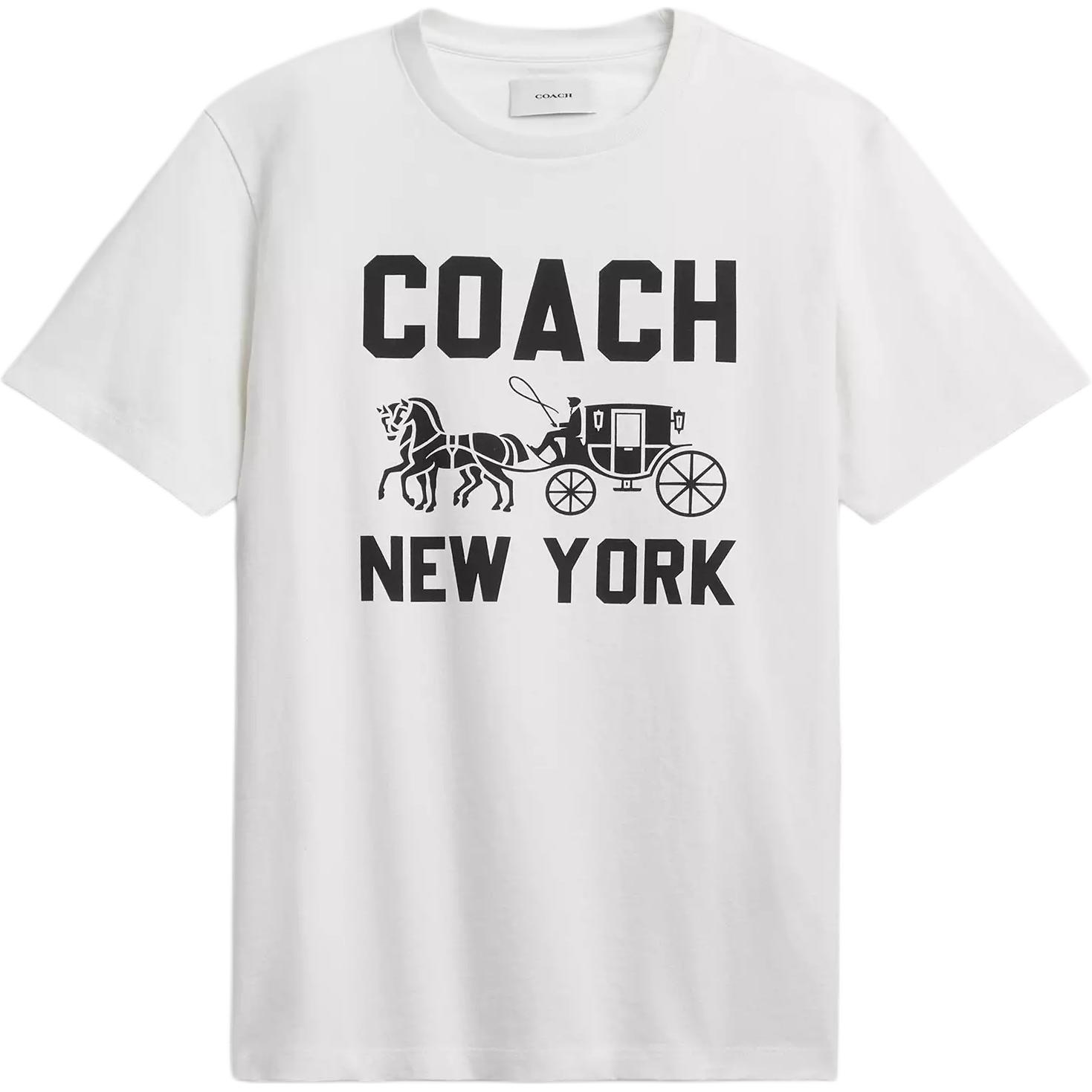 

Coach Horse And Carriage Print Cotton Short Sleeve T-Shirt Men Tops White CBD24-WHT L