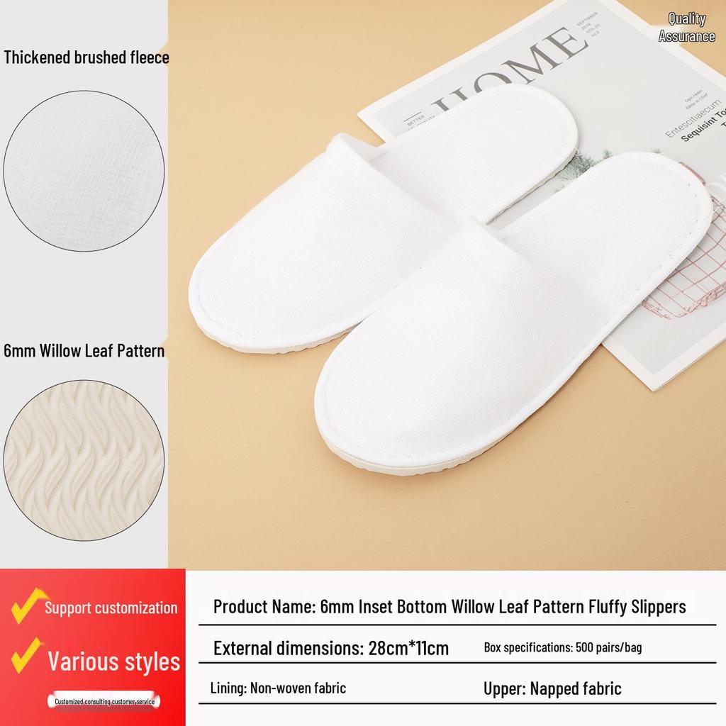 Luxusní pratelné protiskluzové pantofle z perlové bavlny pro hotelové a domácí hosty