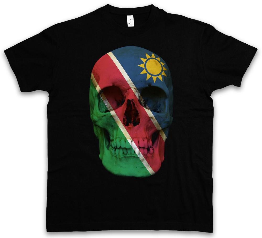 CLASSIC NAMIBIA SKULL FLAG T-SHIRT - Schädel Banner Fahne Biker MC
