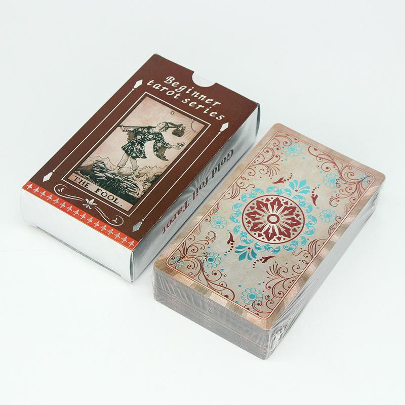 Gold Foil Waterproof PVC Tarot Cards - Color Printed Table Game with Hot Stamping