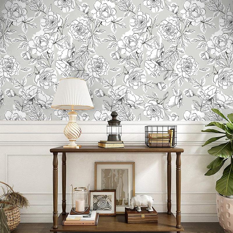 Flower Pattern DIY Self-Adhesive Stickers Environmentally Friendly PVC Waterproof and Oil-Proof Home Decoration Wall Renovation Wallpaper