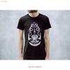 Geometric Snake and Bone Moon Phases Floral Black T Shirt Vintage Washed Casual Stretched Breathable Stylish Homme Soft Graphic