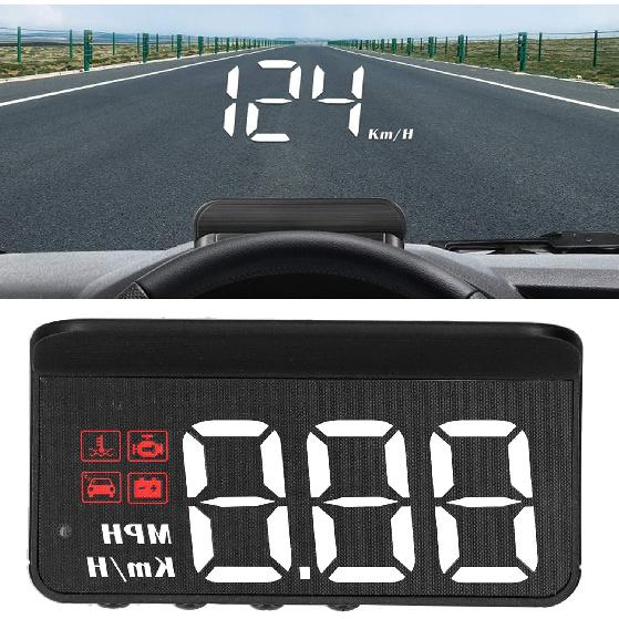 Car, HUD Display Windshield Projector Multi‑Function Gauge Warning Alarm Fatigue Driving Reminder