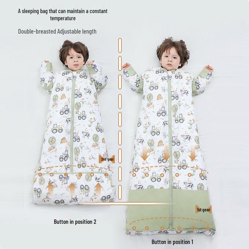 Adjustable Thickened Anti-Kick All-Cotton Baby Sleeping Bag for All Seasons