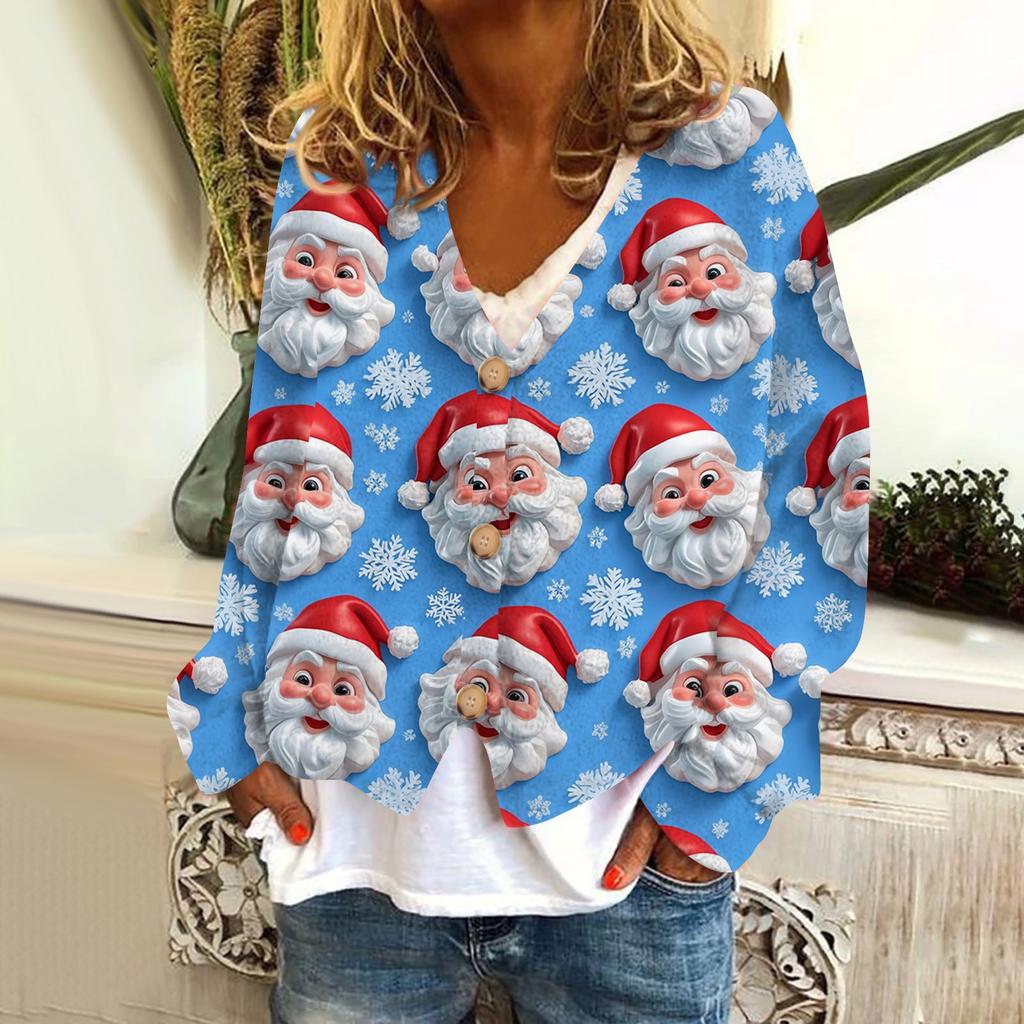 Women's Fashion Short Coat Casual Long Sleeve Printed Single Breasted Plush Top