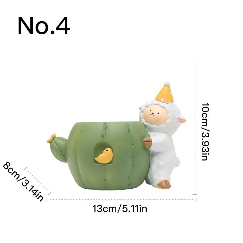 Cartoon Animal Flower Pot Resin Succulent Pot Planter Home Decor Garden Decoration Desktop Ornaments Bonsai Plant Pot