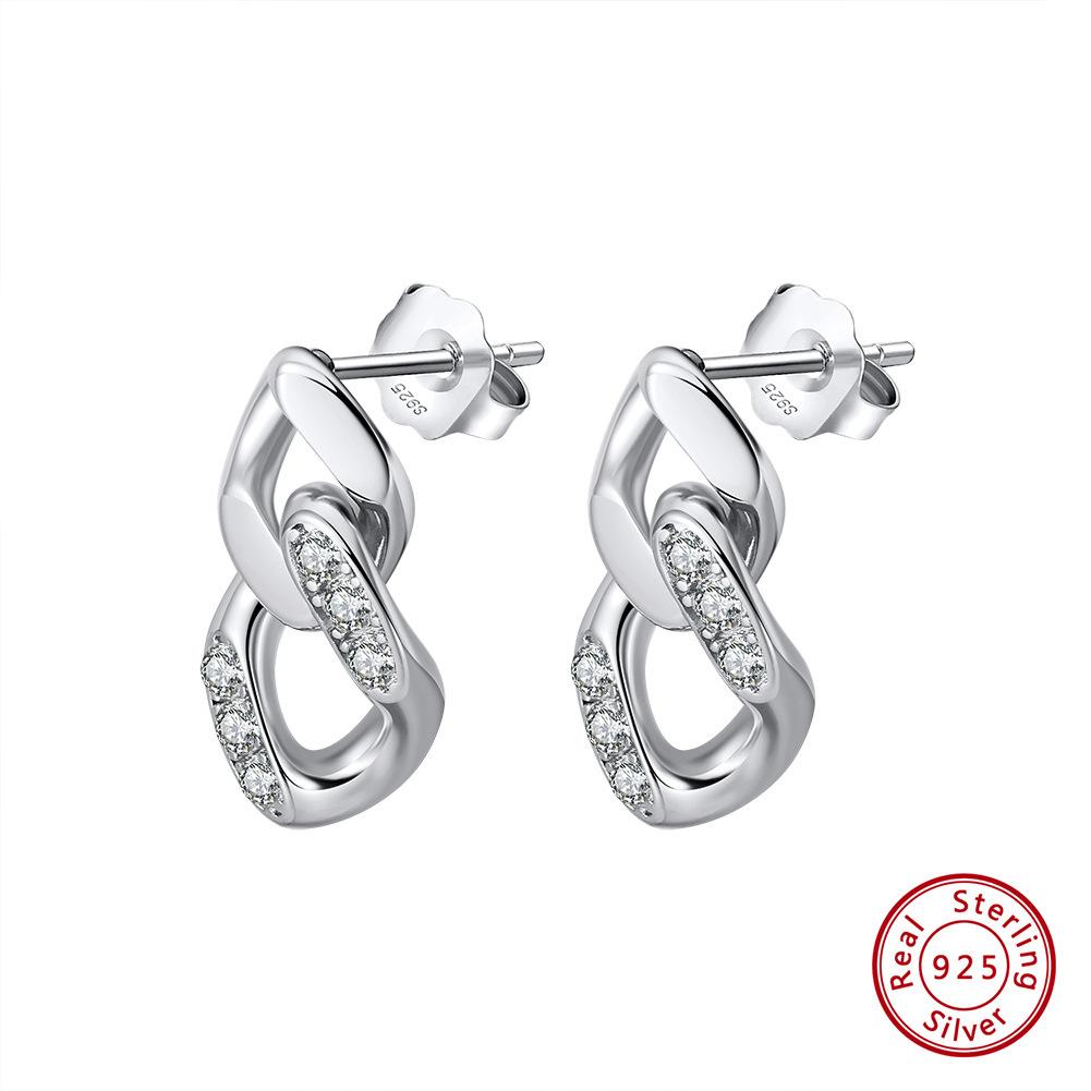 

Ювелирные изделия S925 стерлингового серебра платины заушные элегантные серьги в форме сердца