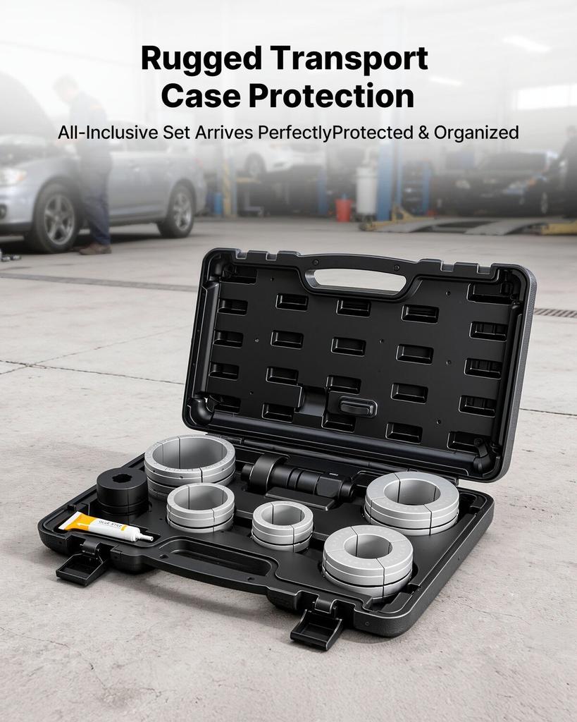 Exhaust Pipe Expander Tool Kit, 41.27mm - 107.95mm Exhaust Pipe Stretcher, Muffler Pipes Spreader with 7 Heavy-Duty Collects & Storage Case,