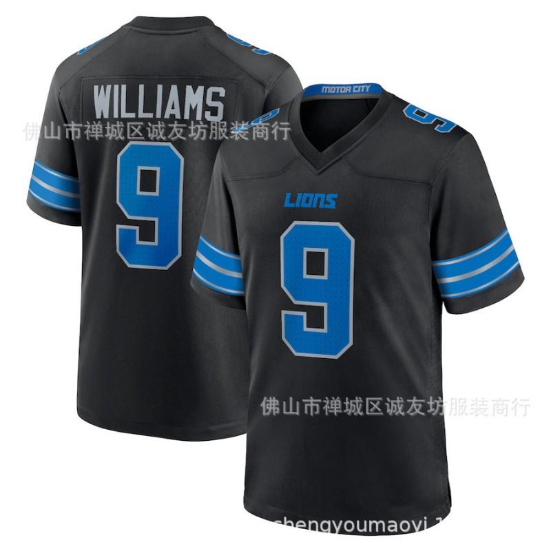Mens Detroit Lions 9 Jameson Williams Football Jersey White S-XXXL