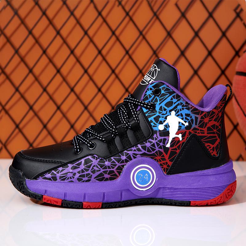 2025 Four Seasons Boys Basketball Shoes Children's Student Sports Shoes Medium Top Lightweight Running Shoes Medium Older Children's Training Shoes