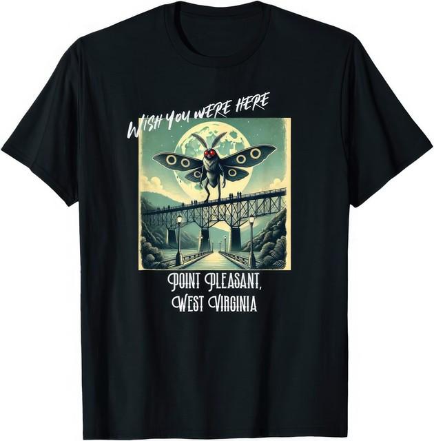 Wish You Were Here Mothman Cryptid Urban Legend Graphic T Shirt S