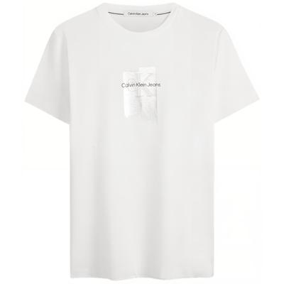 T-shirt à manches courtes et col rond coupe slim avec imprimé foil lettre Hauts pour hommes Blanc clair de lune J324214-YAF