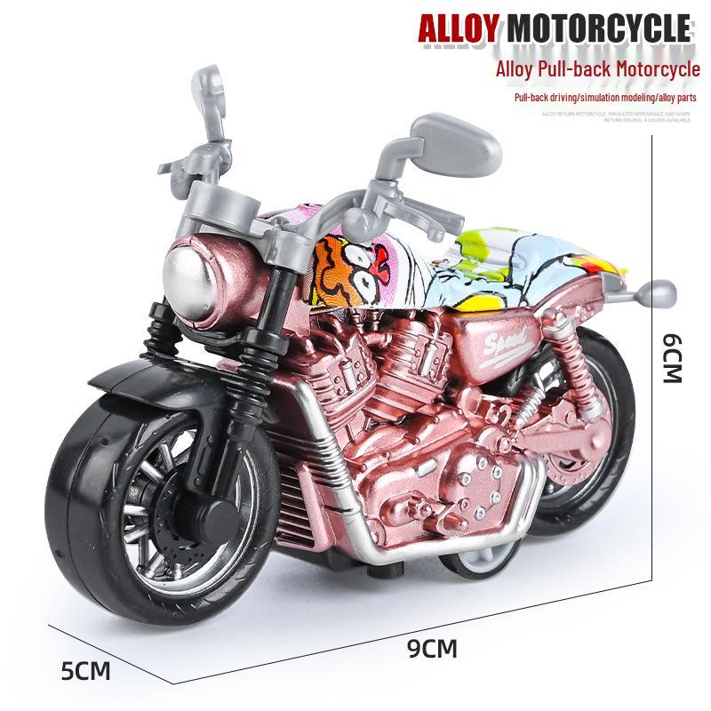 Children's TikTok Influencer Pull-Back Toy: Boys' Motorcycle & Car Alloy Model