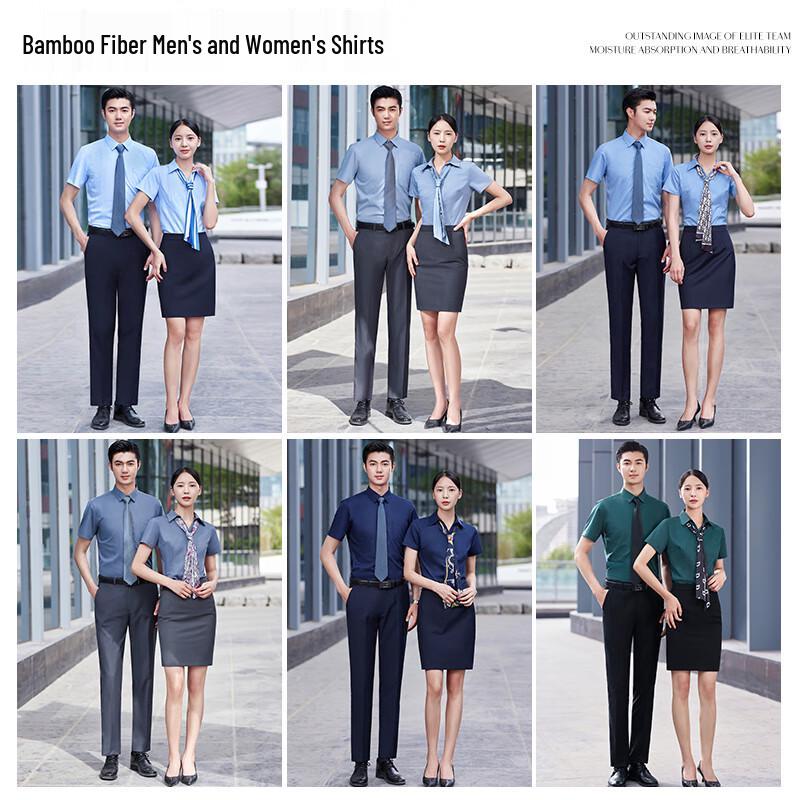 Tluoman Unisex Wrinkle-Resistant Short Sleeve Professional Shirt