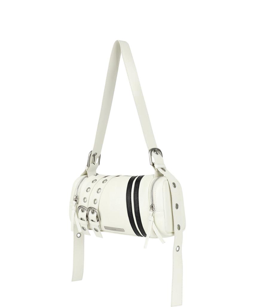 Illigo Line Buckle Cylinder Bag White